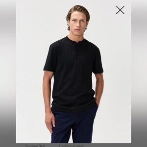 Quince Black Short-Sleeve Henley Tee